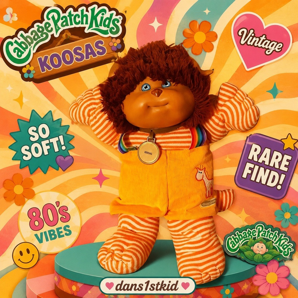 Vintage Cabbage Patch Kids‎ Koosas Collectible Doll 1985 Animal Friend Retro Toy